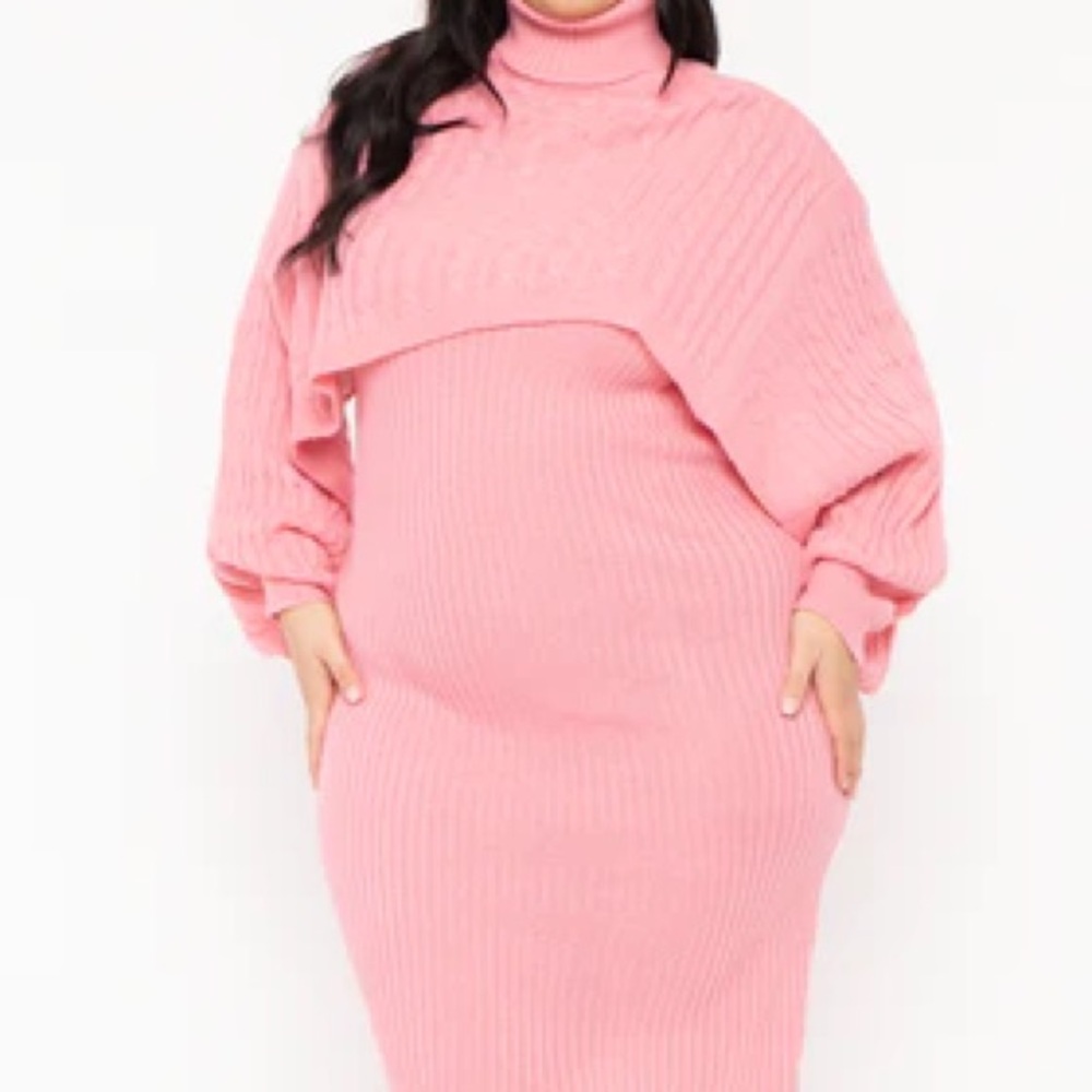 Plus Size Chianne Sweater Matching Set - Pink
